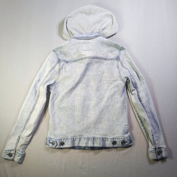 Guess Harold Hooded Denim Jacket youth size M hard washed blue - Picture 3 of 15